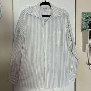 Eagle Shirt Makers Slim Fit White Striped Button Down Long Sleeve Large